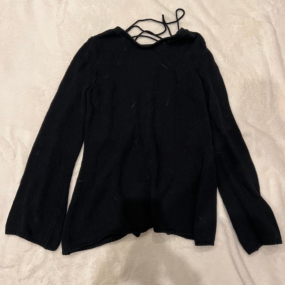 AQUA black sweater with lace up back size L